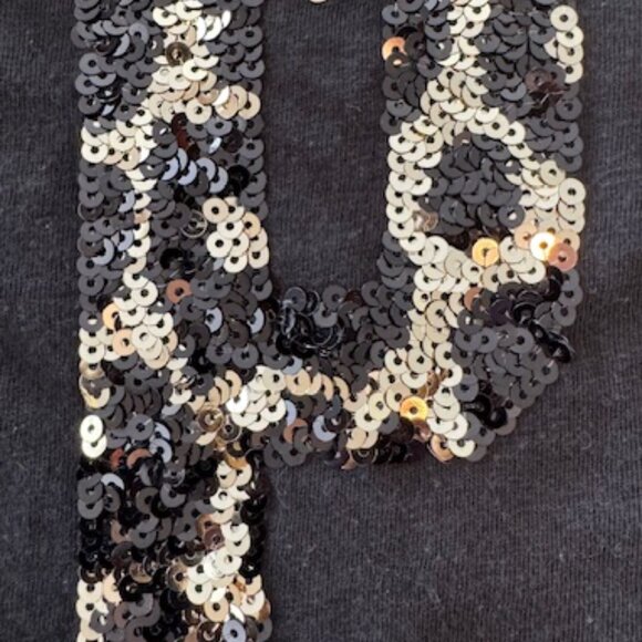 Victoria's Secret PINK Black Sequin Leopard LS Tee, Large - Picture 3 of 3